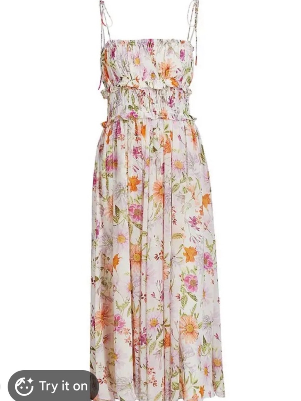 En Saison Free People Constantina Floral Smocked Maxi Orange Flowers Anthro S